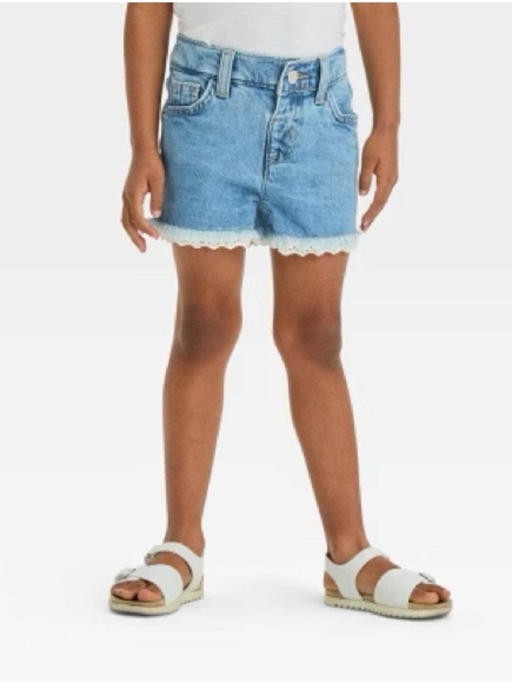 Cat & Jack Light - Medium Wash Denim Jean Shorts with Eyelet Trim